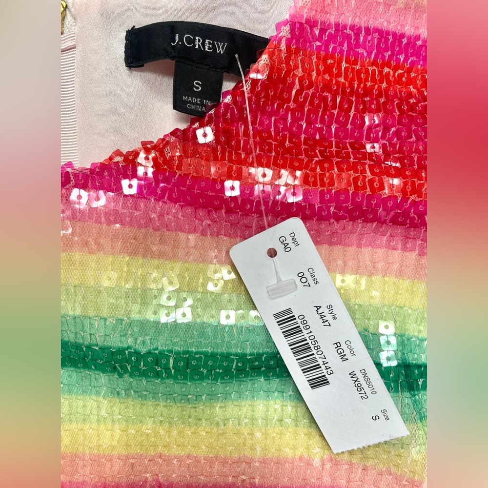 J.Crew Watermelon Stripe Sequin Sleeveless Top Size Small - Picture 3 of 3